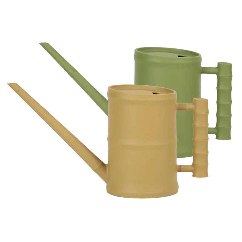 New Chinese wind bamboo tube watering pot plastic garden tools home gardening green plant long mouth watering pot