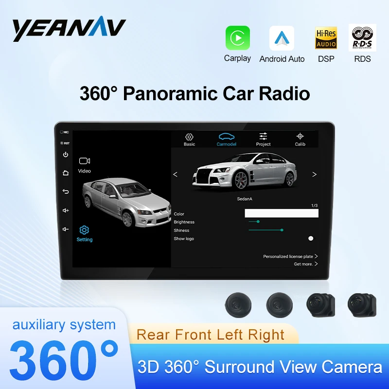 Universal Android Touch Screen 7/9/10 Inch Built In Carplay DSP 360 Panoramic HDMI Out Car Radio Player Gps Navigation Car DVD