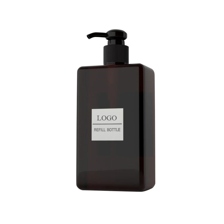 Wholesale 250ml PETG plastic square shampoo bottle with lotion pump