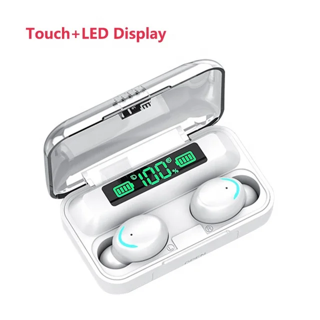 Mini Digital Display Earpod 2000mAh Charger phone wireless stereo earphone earbuds F9-5C tws stereo music headset