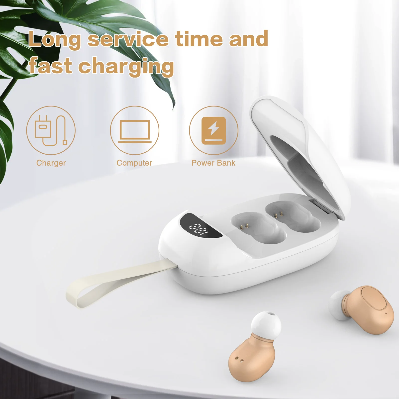 Rechargeable Invisible Sound Amplifier Portable Deaf Elderly Wireless Noise Cancellation Digital Hearing Aids