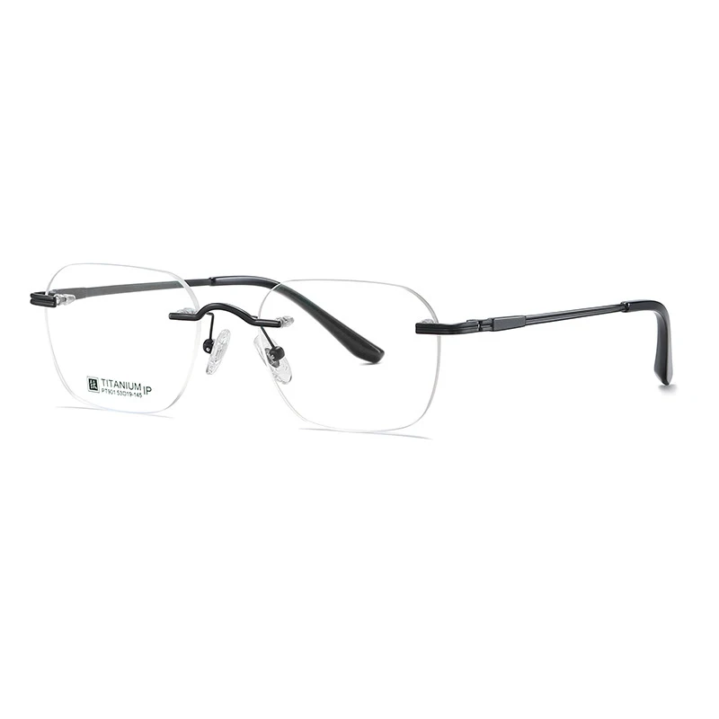 2024 ultra Light Frameless Dual Color IP Electroplating New Pure Titanium Anti Blue Light Square Glasses