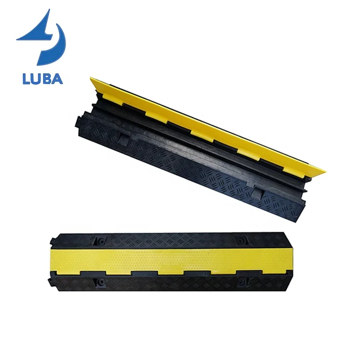 1000X240X44Mm 2 Channel Wire Cord Protective Traffic Speed Rubber Bridge Ramp Cable  Protector