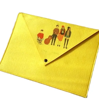 Wholesales Customized Logo Kraft Felt File Folder Paper Envelope A4 Office Document Folders with Lanyard for Business Use