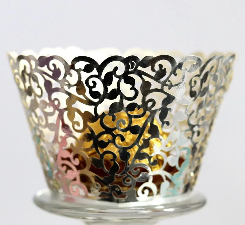 Laser Cut Wedding Crown Cupcake Wrappers Muffin Paper Baking Cake Cups Decoration