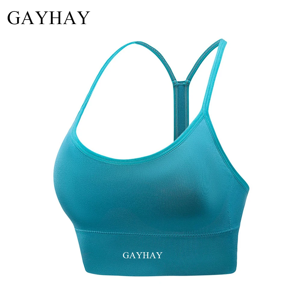 GAYHAY Seamless Sports Bras Padded Y Racer Back Cropped Bras for Yoga Workout Fitness Low Impact