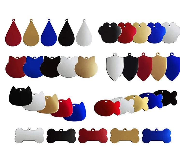 Stocked customized logo acceptable pet dog aluminium metal round circle hang tag