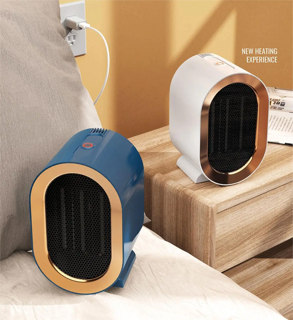 Indoor 1200W PTC Ceramic Heat 2-Speed Portable Mini Low-noise Portable Electric Fan Heaters Household Space Heaters
