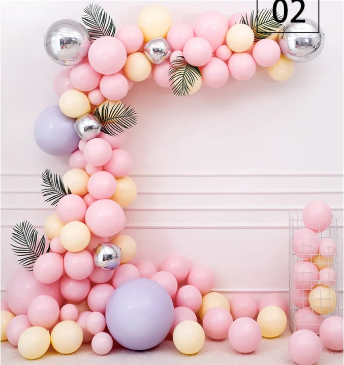 Pink Rose gold white metallic Latex balloons garland arch kit with flowers vine for Bridal shower wedding party backdrop decor