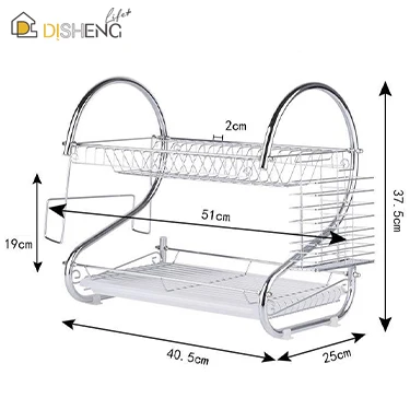 House Hold Items Metal Kitchen Storage Rack Dish Drying Kitchen Storage Racks Basket Organizer 2 Tier Stainless Steel