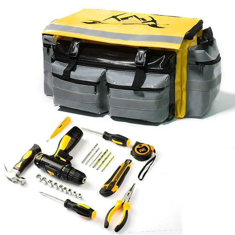 Folding heavy duty vinyl electrical tool kit bags tarpaulin PVC tool bag