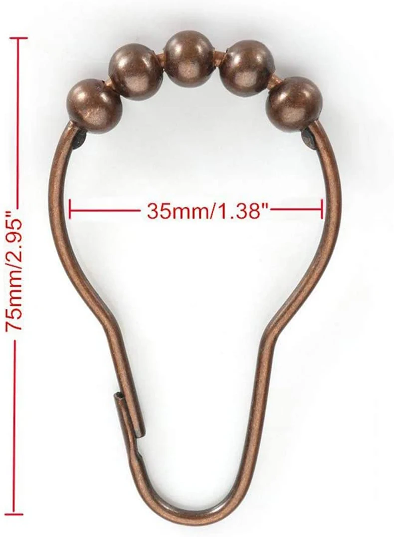 12pcs Decorative Rust Proof Shower Curtain Rings Stainless Steel Bathroom Shower Curtain Hooks for Shower Rods