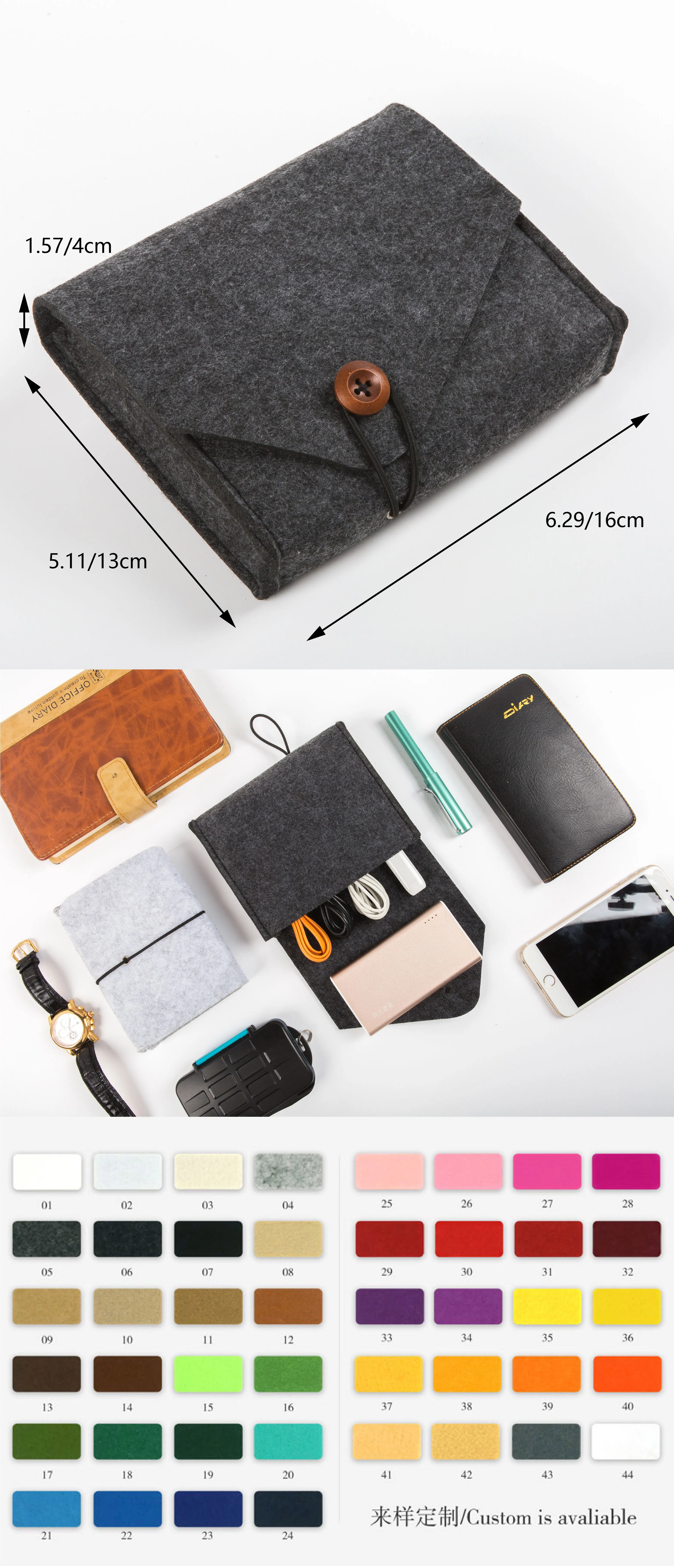 2022 factory hot sale used to organize the charger, data cable, hard disk felt, electronic accessory storage bag