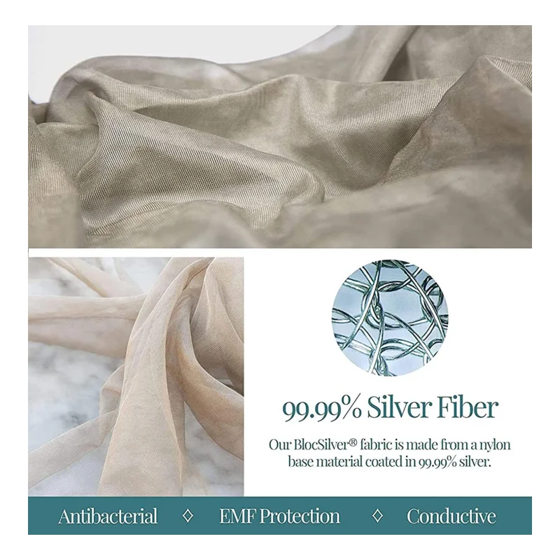 EMF Shielding Mesh Fabric 100% Silver Fiber Mesh Mosquito Net Fabric EMF Protection Shielding Anti Radiation Conductive Fabric