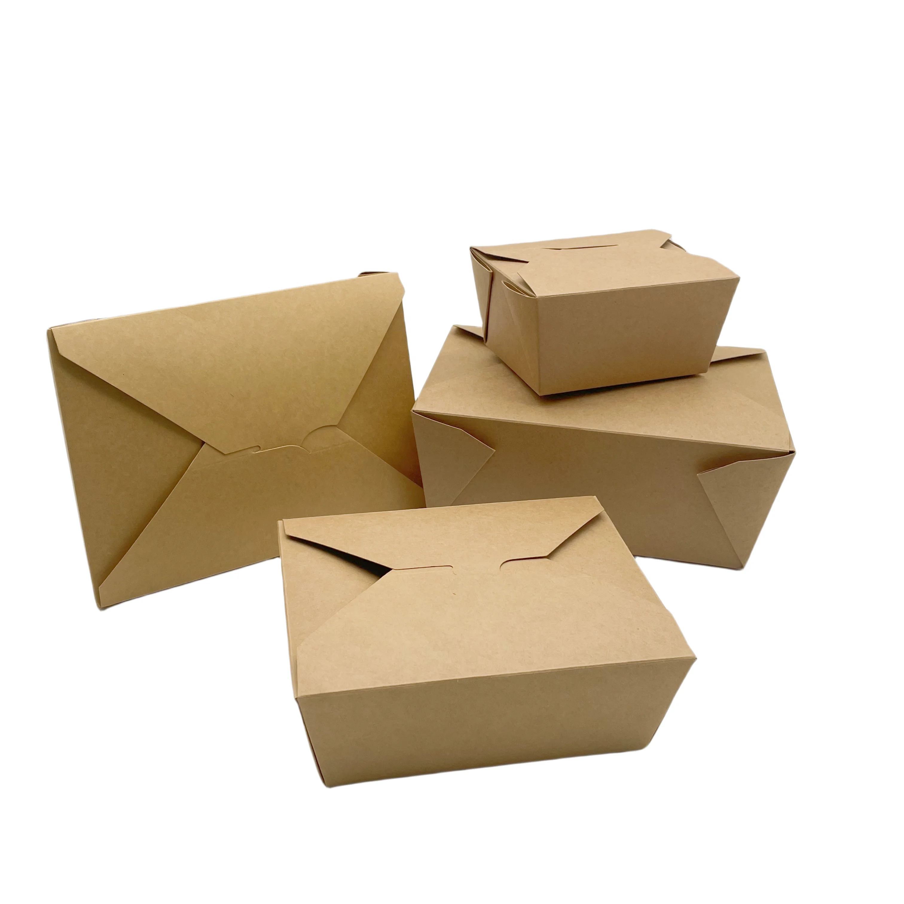Food Grade Container For Food Take Away Kraft Paper Box For Picnic Food Packaging