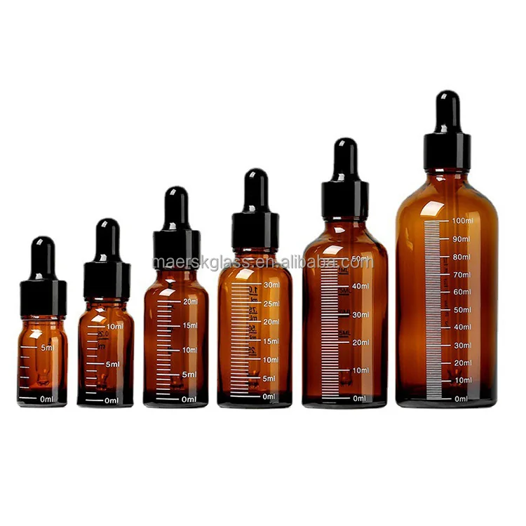 Wholesale Essential Oil Cosmetic Serum Amber Graduated Glass Dropper Bottle with Measurement Pipette