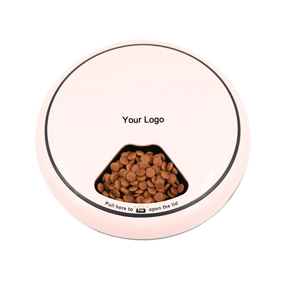 Custom Logo Smart 5-meals Cat Feeding Bowl Automatic Dog Pet Slow Feeder Electric Pet Food Dispenser