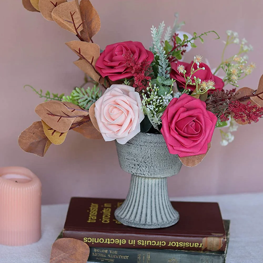 Artificial Flowers Fuchsia Roses home decorations hot pink for decorative artificial foam rose flower for wedding