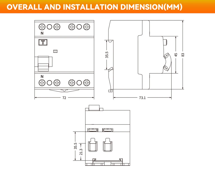 ETEK EKL6-100B Type B 3P+N 63A 30mA Type Class B RCCB RCD with TUV Rheinland CB CE Certified