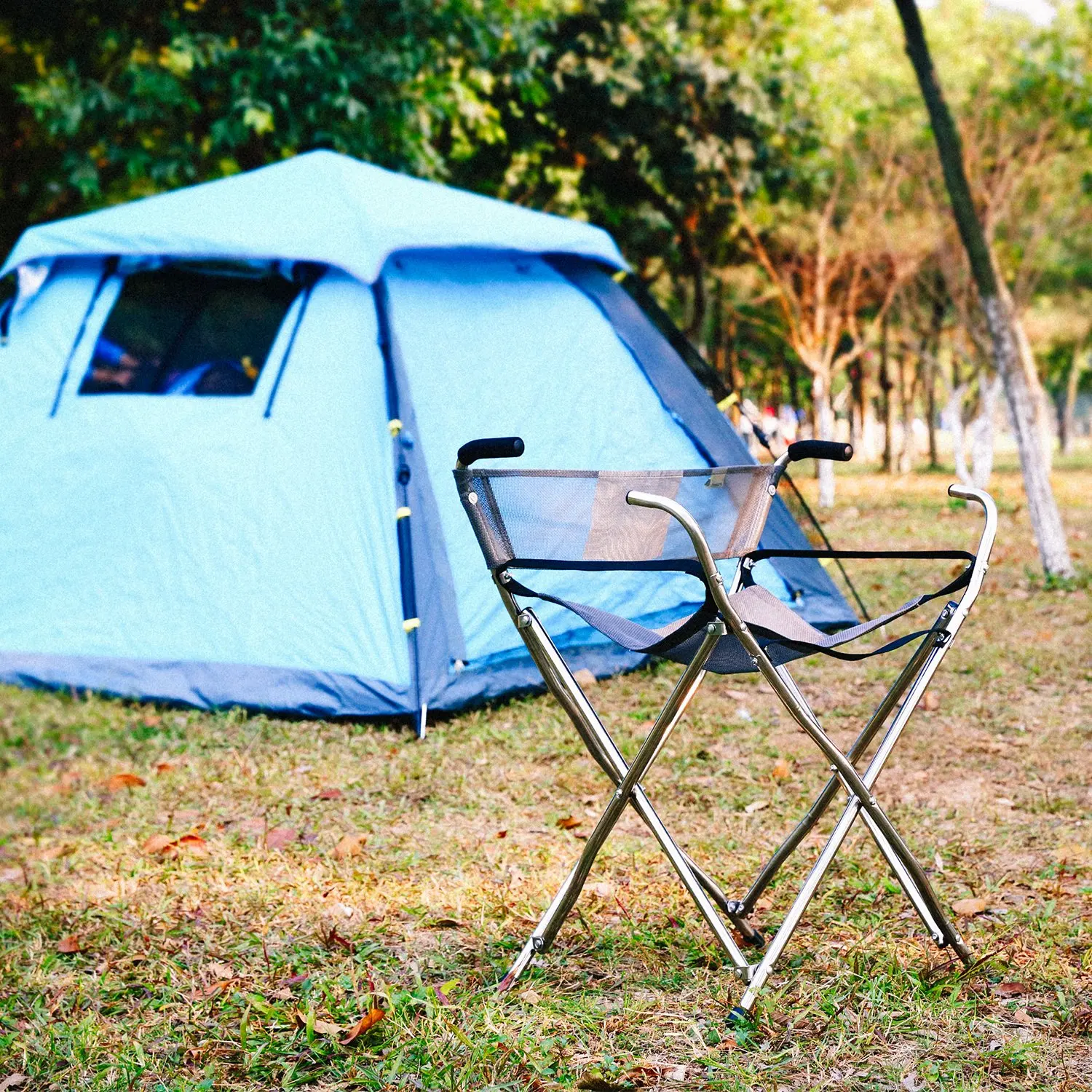 
Folding Cane Seat for Women/Men with Heavy Duty Walker Chair Beach Camping Travel Stool 2 Handle with 4 Legs 