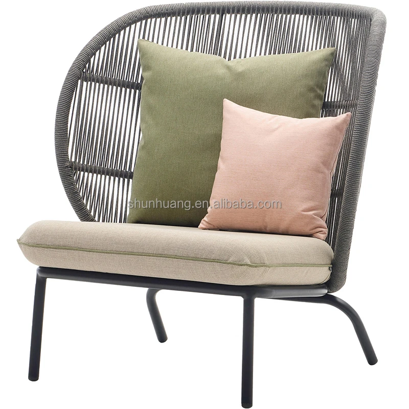 Latest design patio garden aluminum furniture outdoor rope waving dining set