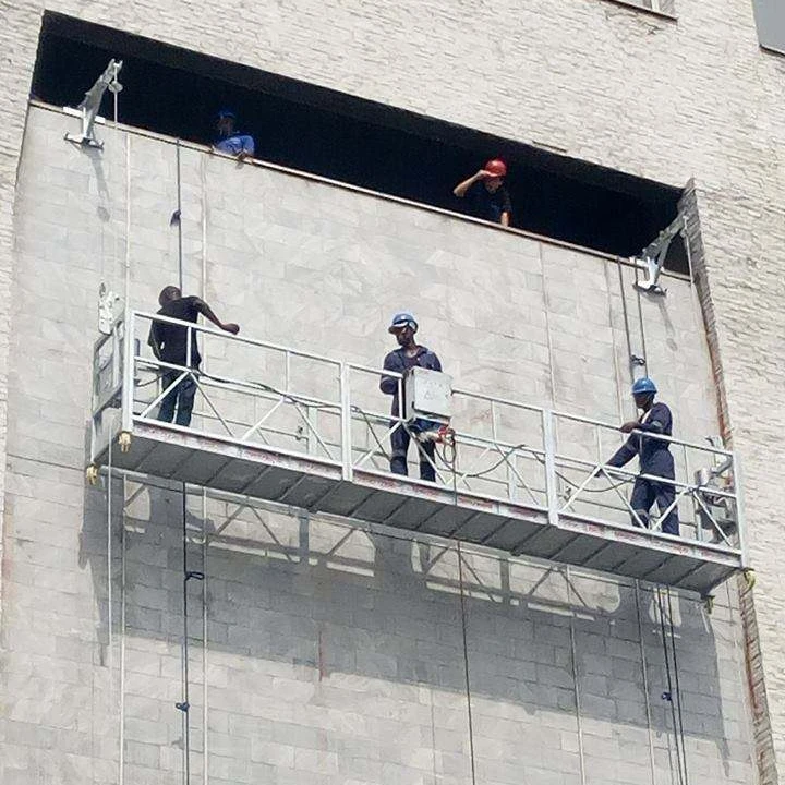 Roof hanging swing stage wall exterior painting suspension scaffolding lift window clean cradle building gondolas