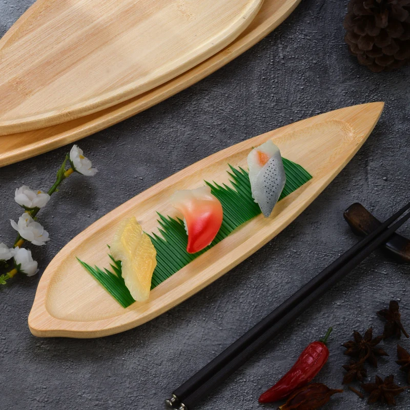 Bamboo sushi board wooden tray leaf shaped container Japanese cuisine tableware sashimi dessert plate