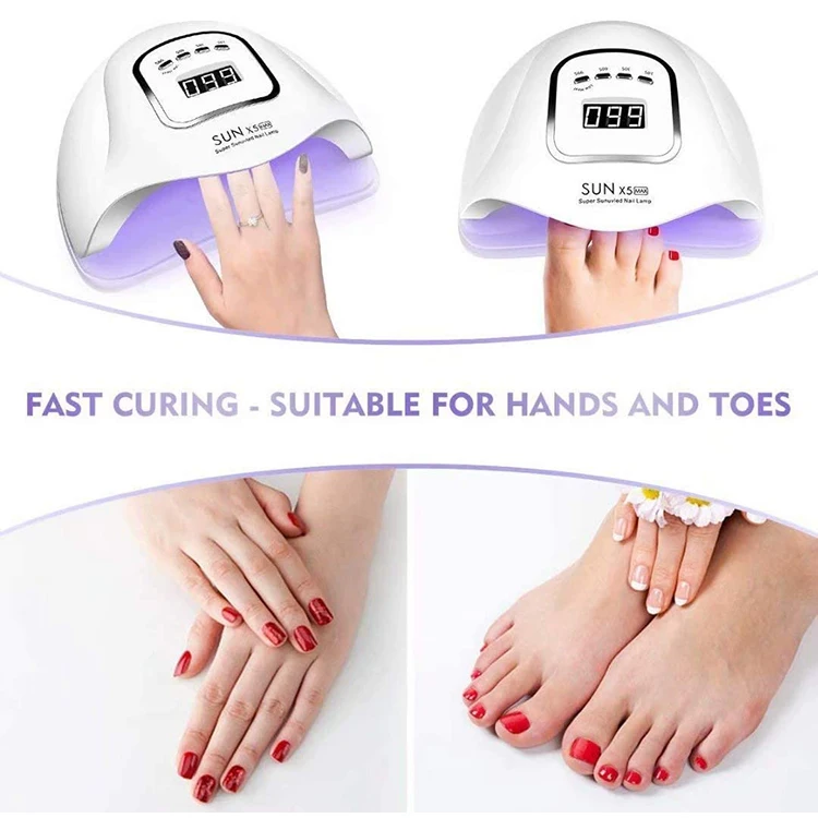 UV LED Nail Lamp 150W Professional Nail Dryer for Gel Nail Polish Curing Lamp with 4 Timer Setting Automatic Sensor LCD Display