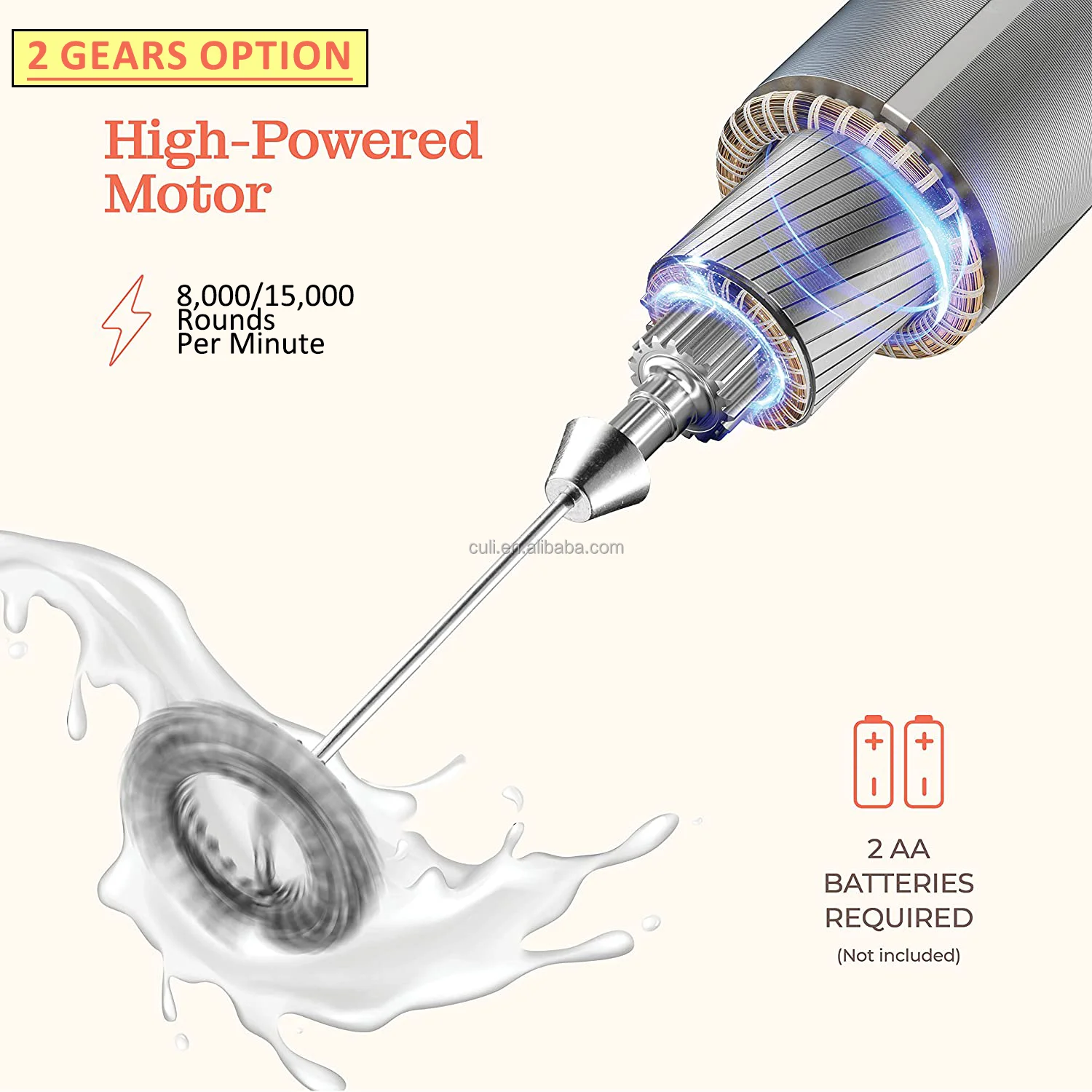 Wholesale Milk Frother Espumador De Leche Coffee Foamer Mixer Speed Adjustable Batterie Battery Operated  Eco Friendly For Latte