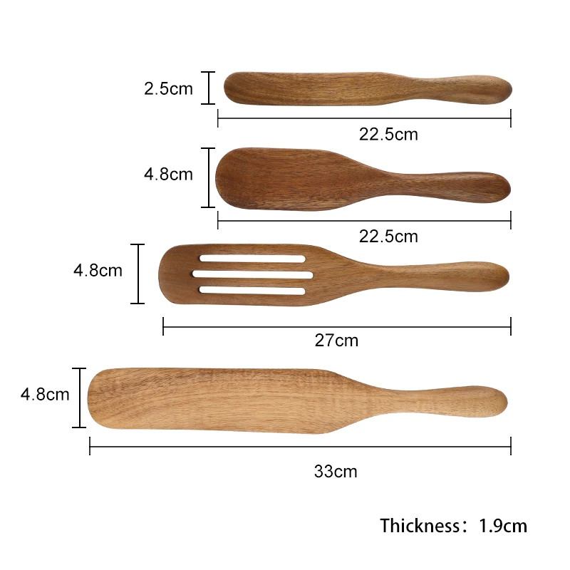  Изготовленный на заказ из бамбука/Акация деревянная Spurtles комплект 4 предметов одежды: spurtl комплекты ручной работы шпатель для перемешивания кухонная утварь инструменты антипригарная