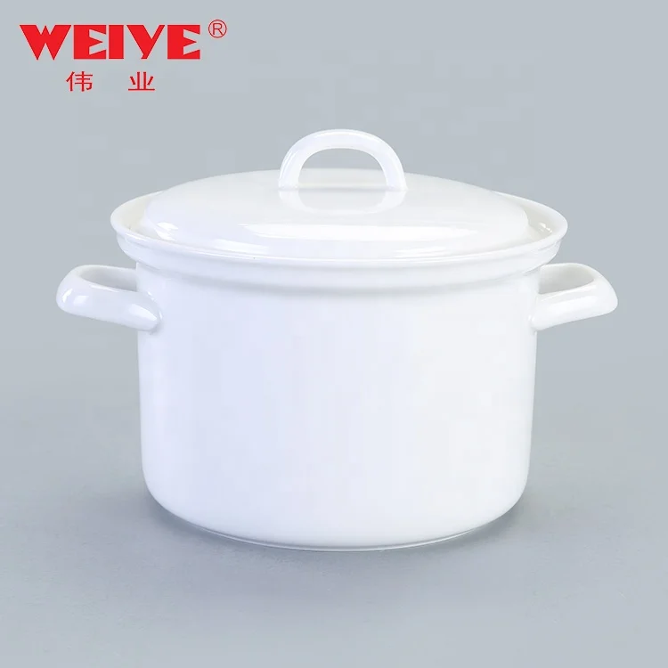  WEIYE Многофункциональный фарфоровый горшок с двумя ушами крышкой прочный керамический для гостиничного дома микроволновой печи и духовки безопасный &