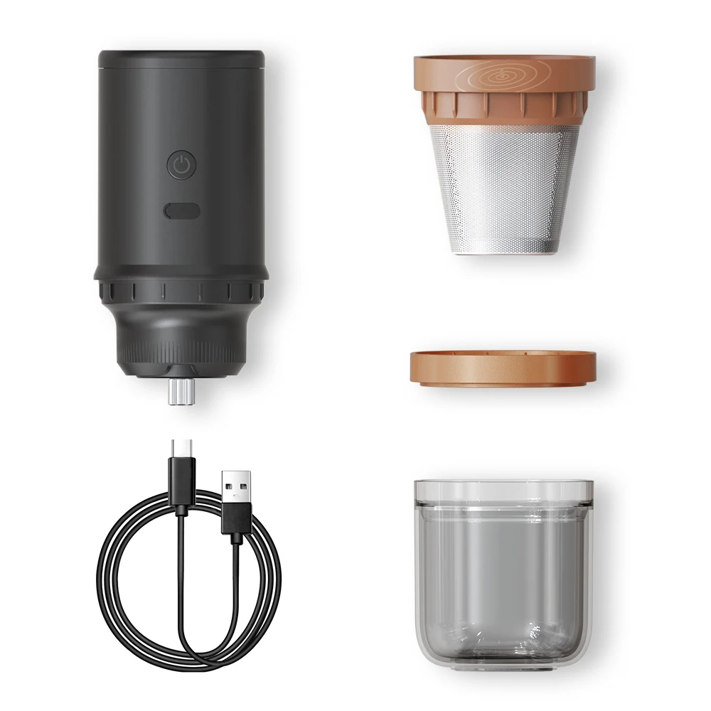 Electric Grinder with Coffee Filter 25 Gears Adjustable 24W Portable Coffee Maker Burr Mill Coffee Bean Grinder