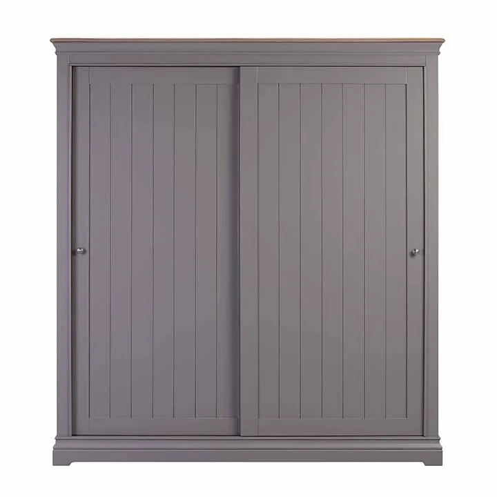 High Quality Unique Stylish Simple Design Bedroom Furniture Grey Oak Antique Sliding Wardrobe