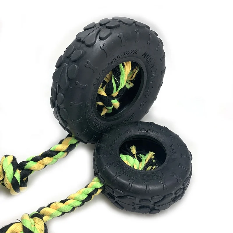 Wholesale Custom Durable Dog Toys Rubber Tire Rope Dog Chew Toys for Aggressive Chewers