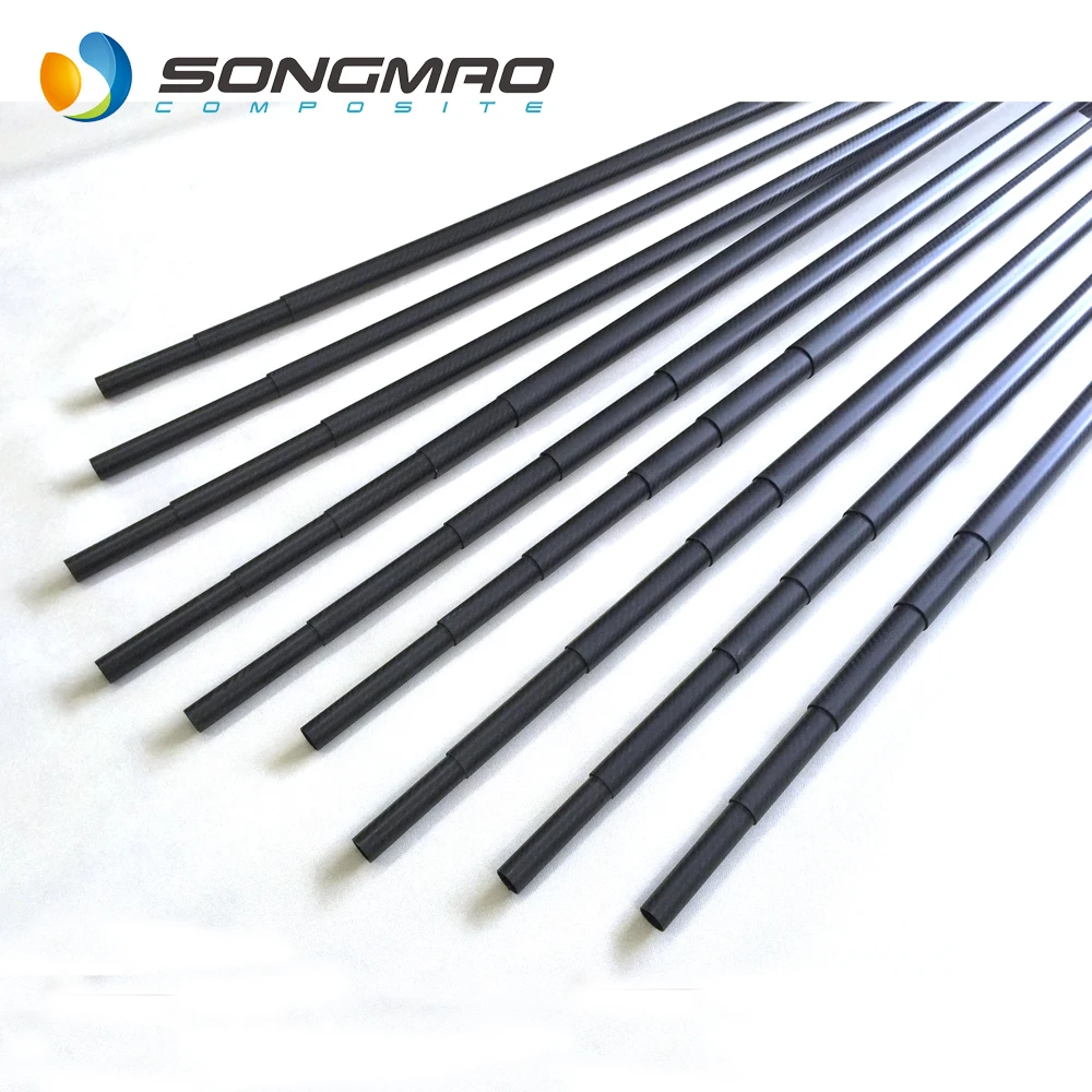 High performance 10m 12m 35ft 45ft carbon fiber telescopic poles
