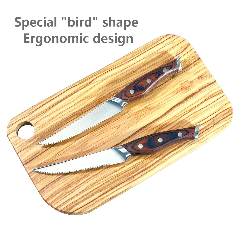 Classic design Pakka wood handle 4/6pcs stainless steel steak knife gift set