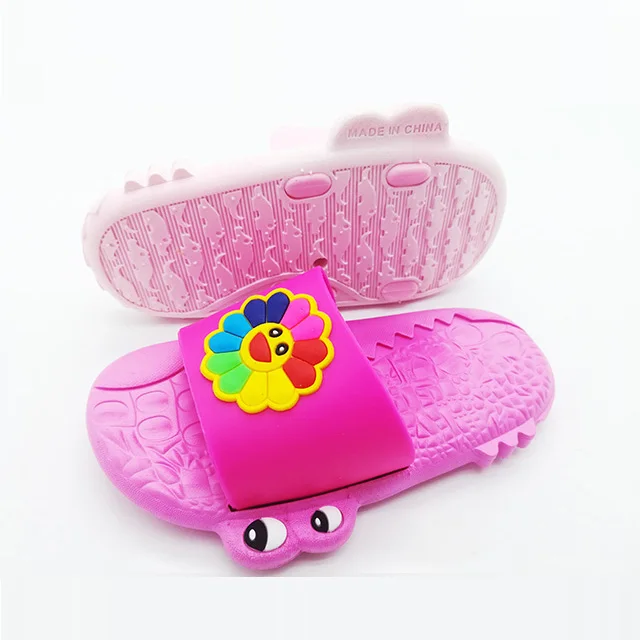 
2021 popular latest fashion design flat pcu unicorn girls kids slippers 