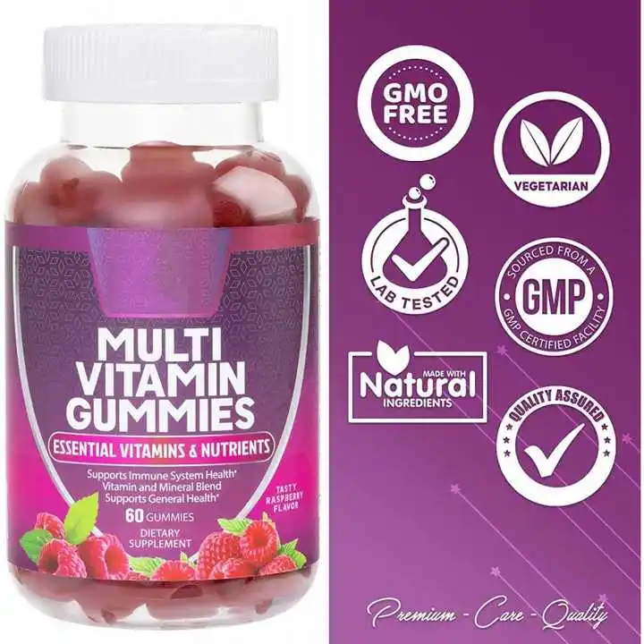 Multi-Vitamin Gummies Essential Vitamins & Nutrients to Support Immune System & General Health Bottle Packed