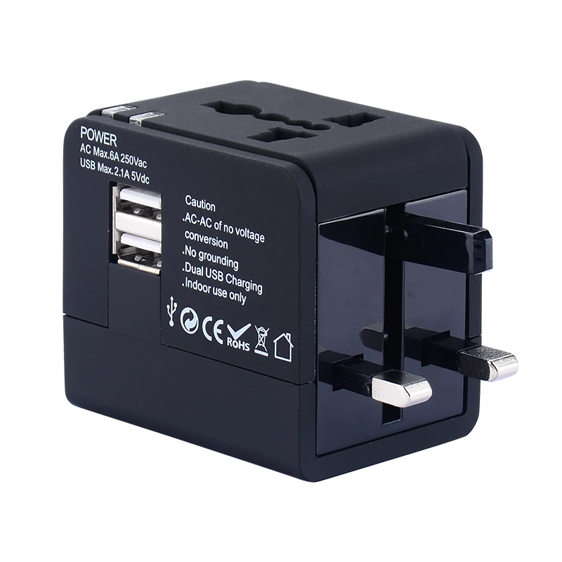 colourful all in one world travel adaptor 2 usb port fast charging support oem logo within au eu us uk rule socket best gift