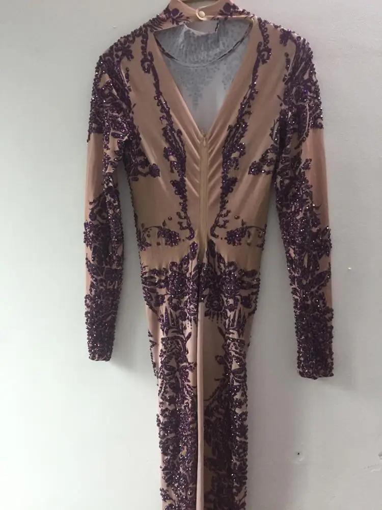 Женские пикантные прозрачные со стразами Bodycon Clubwear женские модные тонкие вечерние показать комбинезон