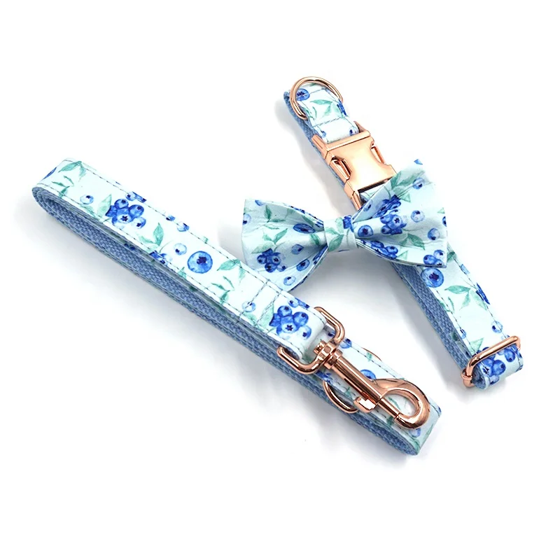 New 2024 march fruit series metal zinc alloy dog collar metal buckle blueberry pattern dog collar cotton personalized dog collar