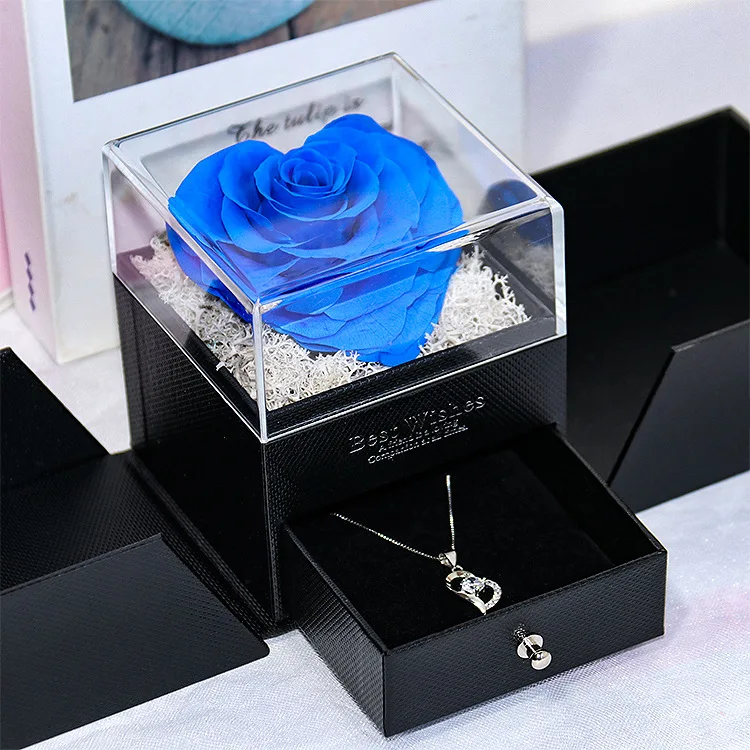 infinity eternal forever roses jewelry box eternal rose necklace preserved rose with necklace bow