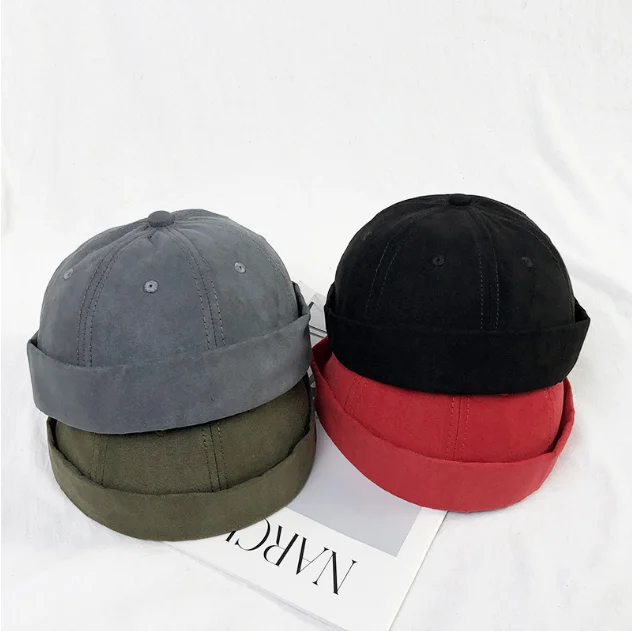 Corduroy Retro Cotton No Visor Men And Women Brimless Rolled Cuff Harbour No Brim Caps Hats Docker Cap