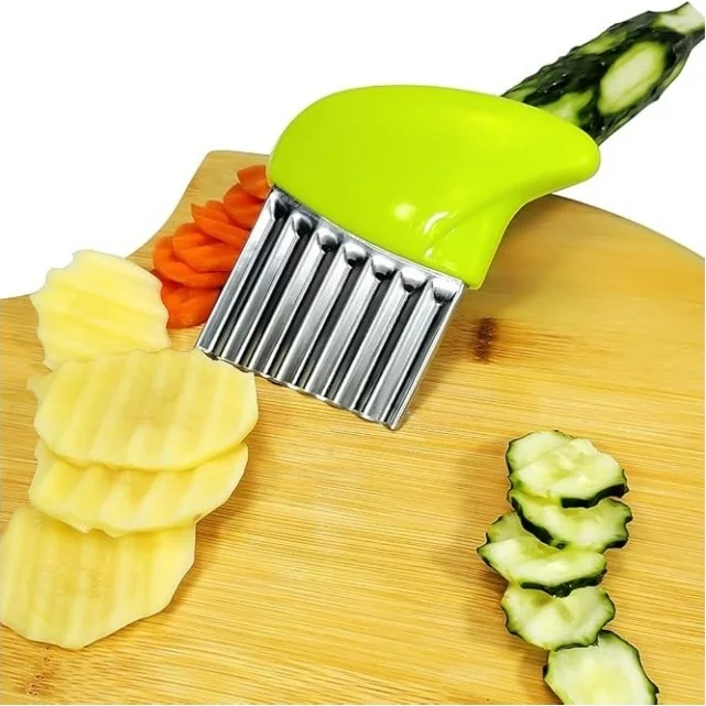 Stainless Steel Potato Carrot Chip Vegetable Crinkle Wavy Chopper Cutter French Fry Slicer Crinkle Cutter  Kitchen Tools