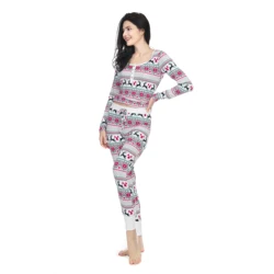 RTS Plus Size Fluffy And Smooth Print Long Sleeve Polyester Pajamas Set