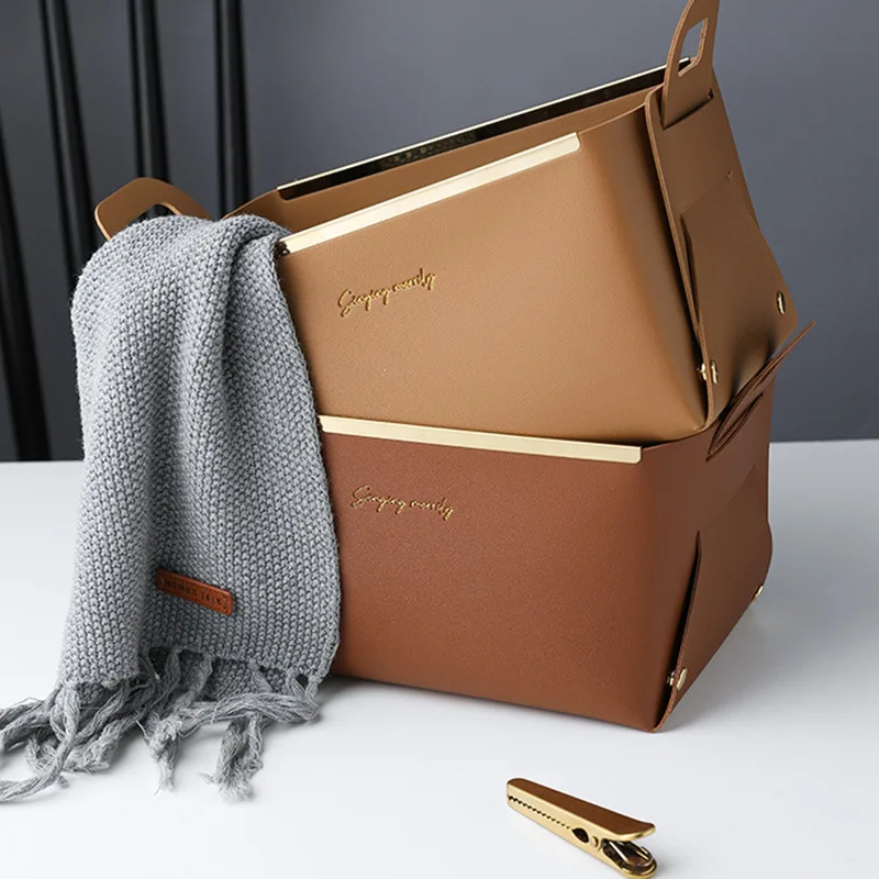 2021 новый дизайн, складная Подарочная коробка из искусственной кожи, Домашний Органайзер, складная корзина