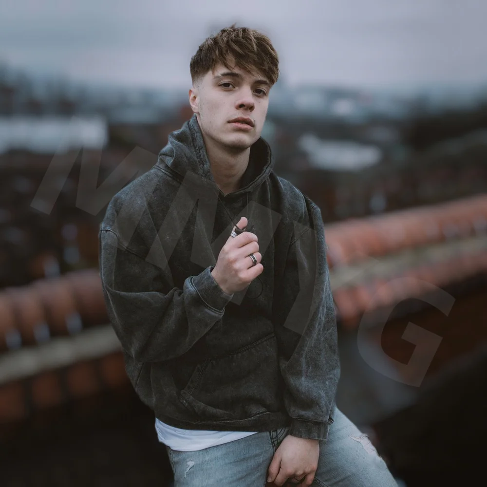 Ретро логотип на заказ уличная одежда унисекс оверсайз хип-хоп Черный Простой потертый минеральный винтажный камень кислотная стирка потертая Толстовка