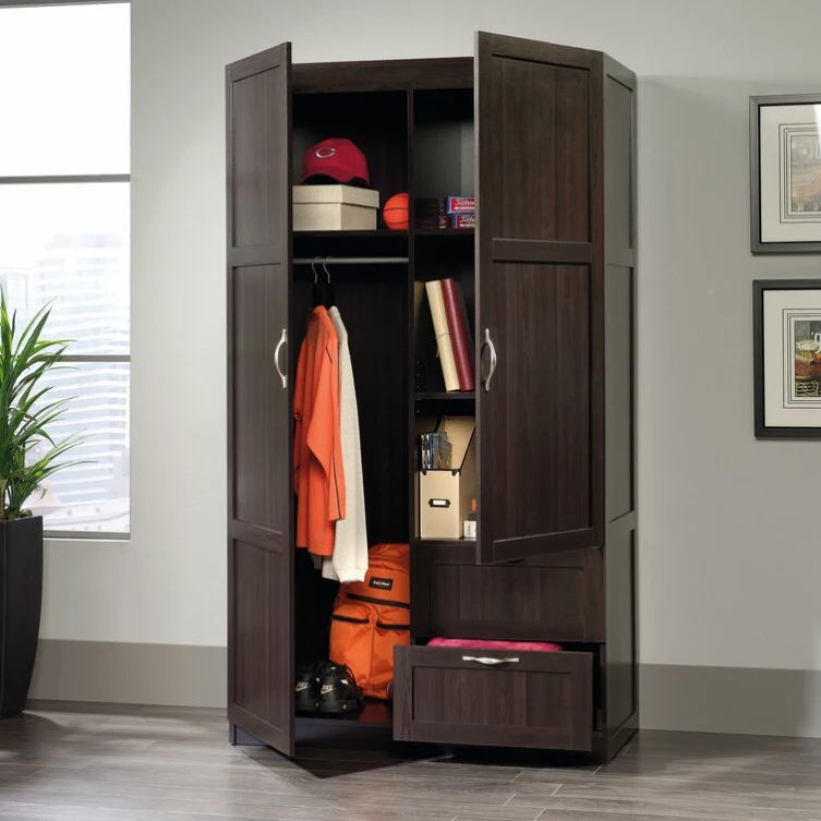 24 Years Factory Direct Traditional Style Customize Wooden 3 Door Brown Wardrobe with Drawers for Bedroom