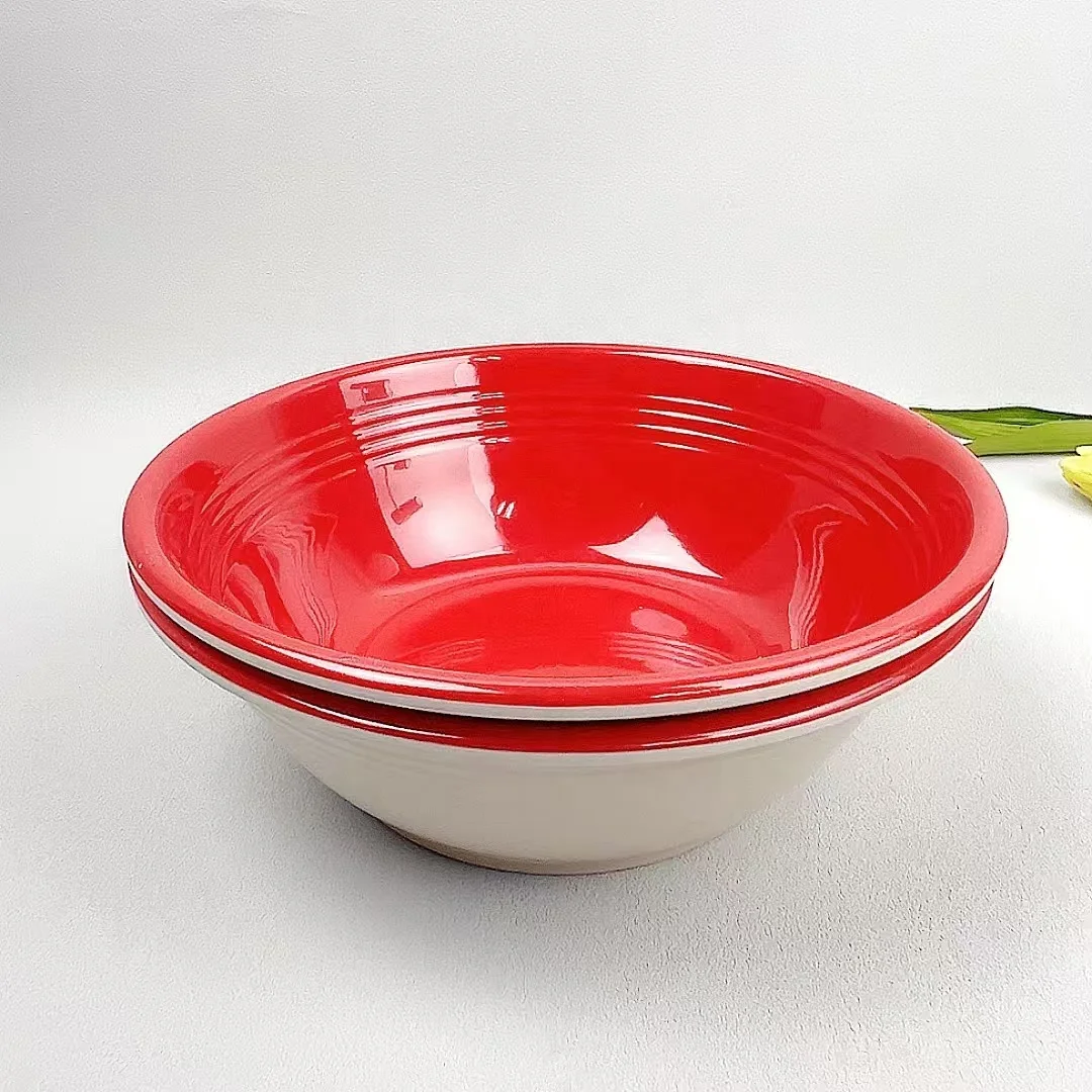 Home and kitchen melamine red salad bowl  melamine red and white bowl branded red and black melamine salad mixing bowl