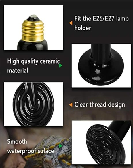 
Customized Safety 60W Infrared Ceramic Heat Emitter Bulb/lamp for pets/Reptile/Poultry 